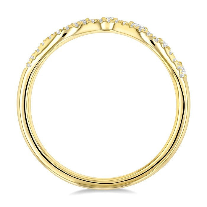 1/4 Ctw Curvy Split Twin Row Round Cut Diamond Fashion Band in 14K Yellow Gold