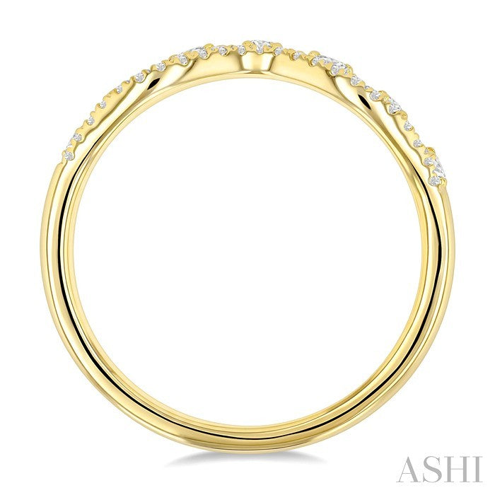 1/4 Ctw Curvy Split Twin Row Round Cut Diamond Fashion Band in 14K Yellow Gold