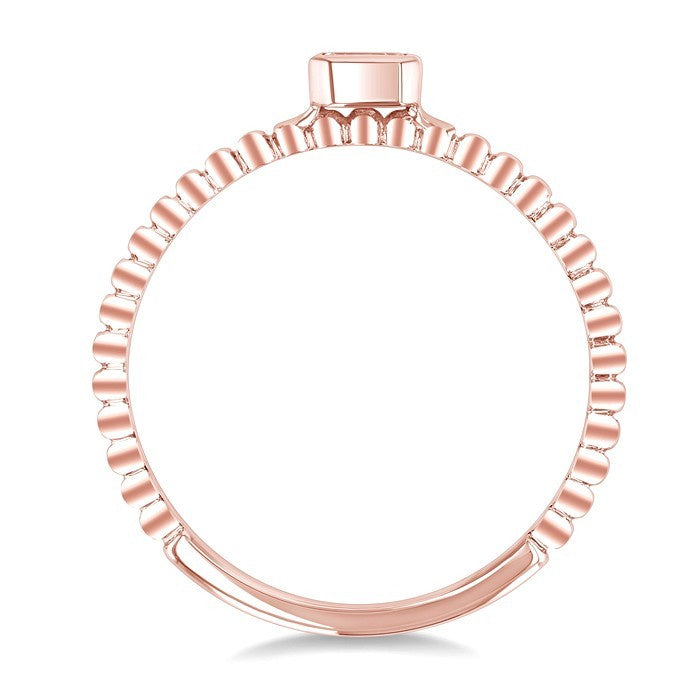 1/6 Ctw Bead Bijoux East-West Bezel Set Emerald Cut Diamond Stackable Petite Fashion Ring in 14K Rose Gold