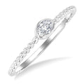 1/6 Ctw Bead Bijoux East-West Bezel Set Oval CutDiamond Stackable Petite Fashion Ring in 14K White Gold