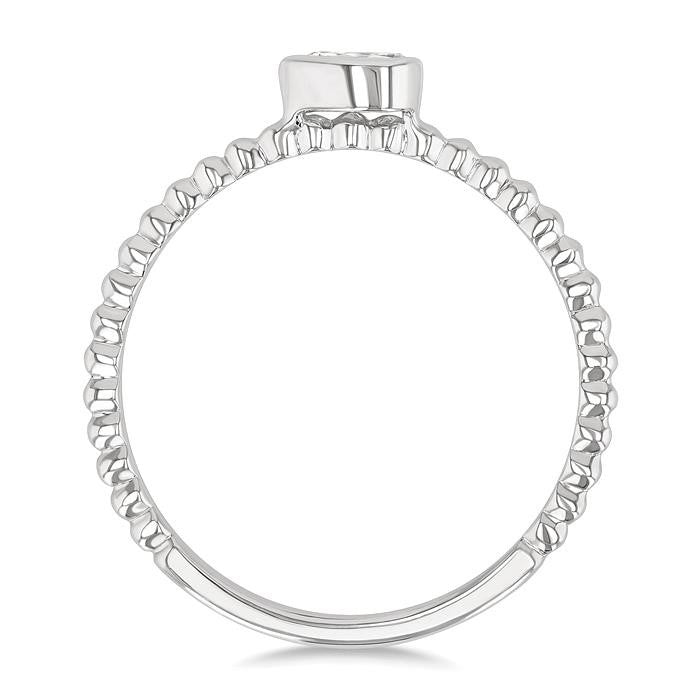1/6 Ctw Bead Bijoux East-West Bezel Set Pear CutDiamond Stackable Petite Fashion Ring in 14K White Gold