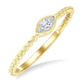1/6 Ctw Petite Bezel Set Marquise Cut Diamond Bead Bijoux Stackable Ring in 14K Yellow Gold