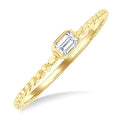 1/6 Ctw Bead Bijoux East-West Bezel Set Emerald CutDiamond Stackable Petite Fashion Ring in 14K Yellow Gold