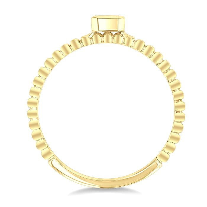 1/6 Ctw Bead Bijoux East-West Bezel Set Emerald CutDiamond Stackable Petite Fashion Ring in 14K Yellow Gold