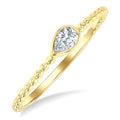 1/6 Ctw Ball Bead East-West Bezel Set Pear Cut Diamond Bead Bijoux Stackable Petite Fashion Ring in 14K Yellow Gold
