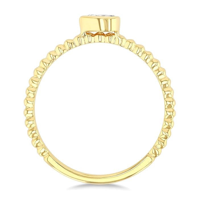 1/6 Ctw Ball Bead East-West Bezel Set Pear Cut Diamond Bead Bijoux Stackable Petite Fashion Ring in 14K Yellow Gold