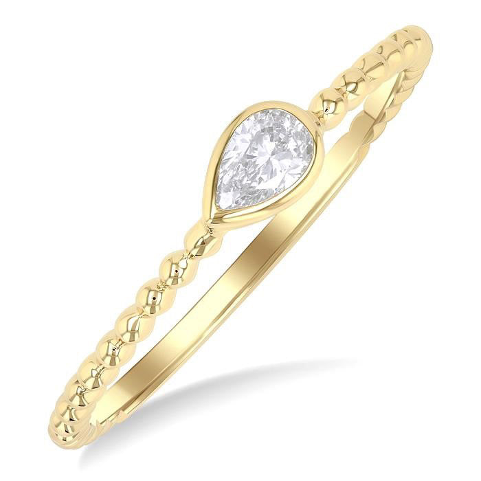 East-West Pear Diamond Ring in Yellow Gold