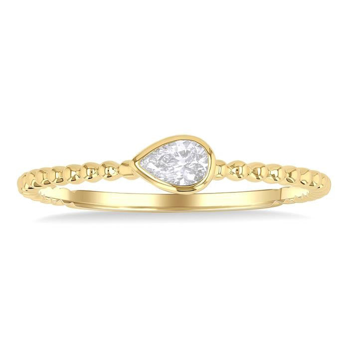 East-West Pear Diamond Ring in Yellow Gold