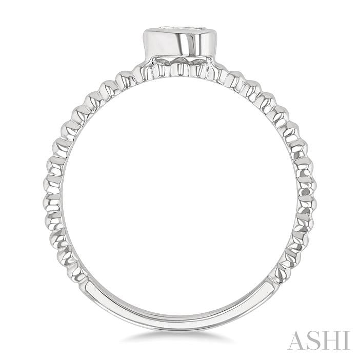 1/6 Ctw Bead Bijoux East-West Bezel Set Pear CutDiamond Stackable Petite Fashion Ring in 14K White Gold