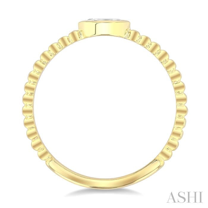 1/6 Ctw Petite Bezel Set Marquise Cut Diamond Bead Bijoux Stackable Ring in 14K Yellow Gold