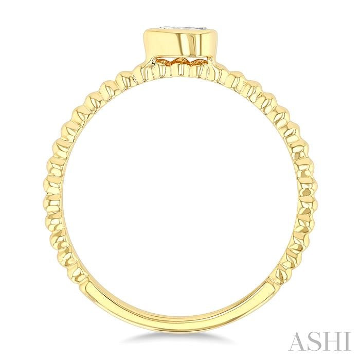 1/6 Ctw Ball Bead East-West Bezel Set Pear Cut Diamond Bead Bijoux Stackable Petite Fashion Ring in 14K Yellow Gold