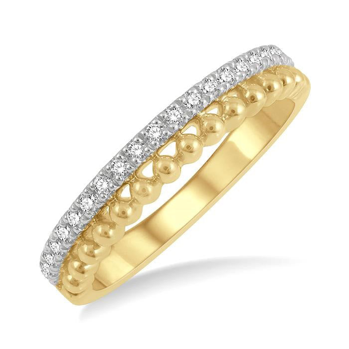 1/5 Ctw Ball Bead and Round Cut Diamond Wedding Band in 14K Yellow Gold