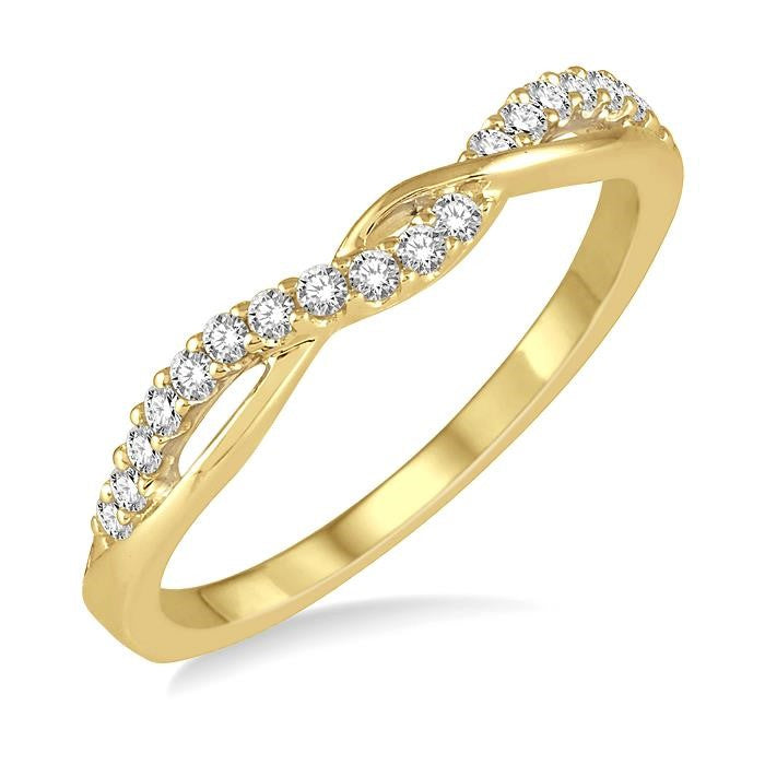 1/5 Ctw Twisted Top Round Cut Diamond Wedding Band in 14K Yellow Gold