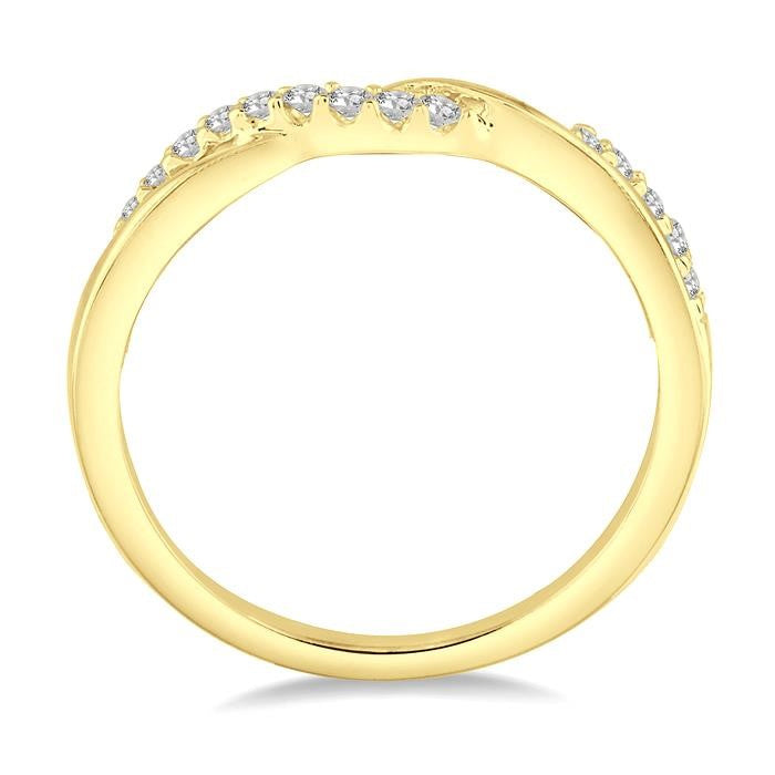 1/5 Ctw Twisted Top Round Cut Diamond Wedding Band in 14K Yellow Gold