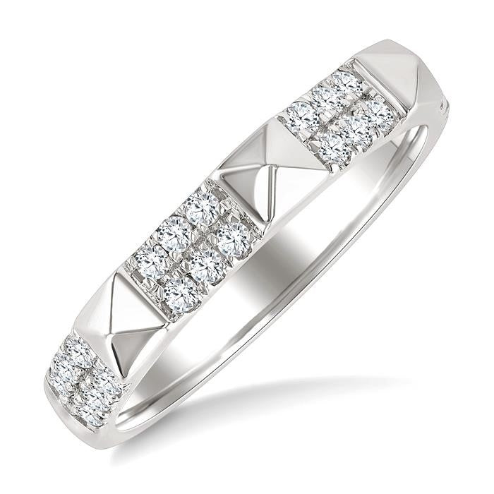 1/4 Ctw Pyramid Accent Round Cut Diamond Fashion Ring in 10K White Gold