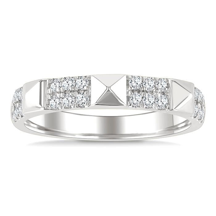 1/4 Ctw Pyramid Accent Round Cut Diamond Fashion Ring in 10K White Gold