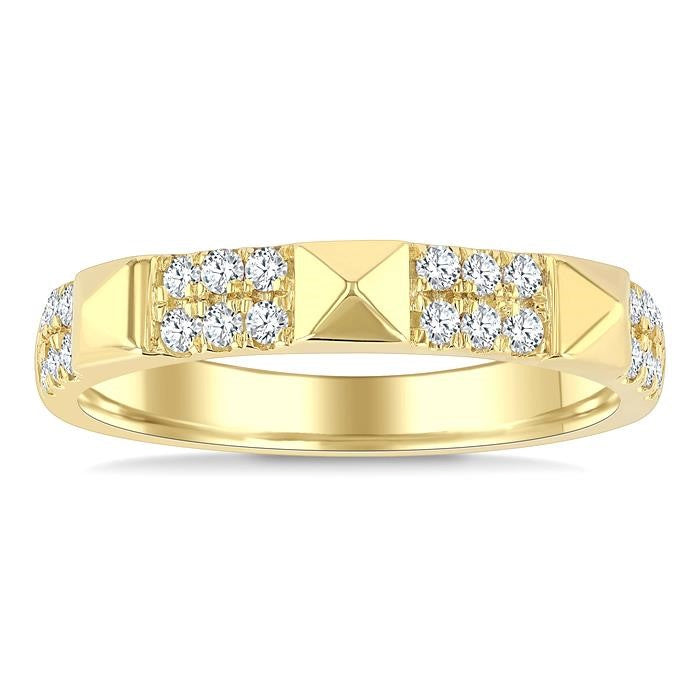 1/4 Ctw Pyramid Accent Round Cut Diamond Fashion Ring in 10K Yellow Gold