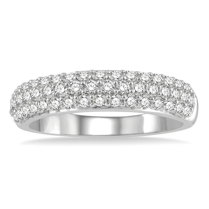 1/2 Ctw 11 Stone Round Cut Diamond Wedding Band in 14K Yellow Gold