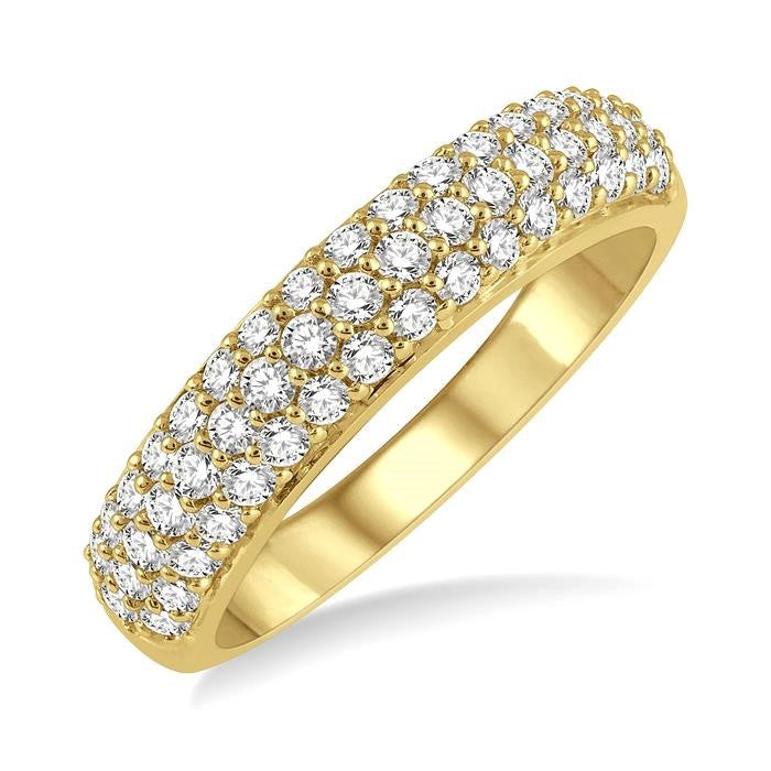 1/2 Ctw Triple Row Pave Set Round Cut Diamond Band in 14K Yellow Gold