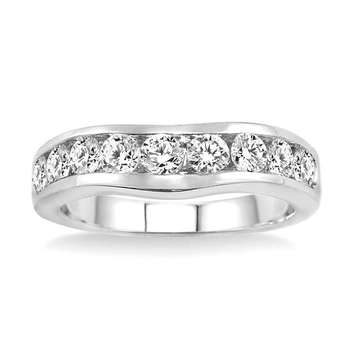 1 Ctw Round Diamond Matching Wedding Band in 14K White Gold