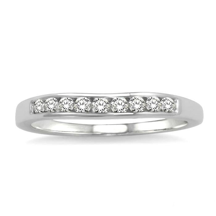 1/4 Ctw V Shape Round Cut Diamond Matching Wedding Band in 14K White Gold
