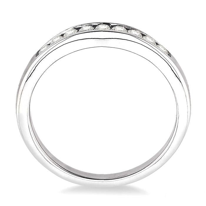 1/4 Ctw V Shape Round Cut Diamond Matching Wedding Band in 14K White Gold