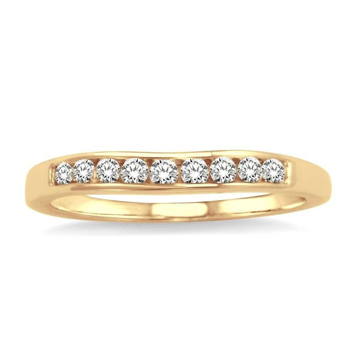 1/4 Ctw V Shape Round Cut Diamond Matching Wedding Band in 14K Yellow Gold