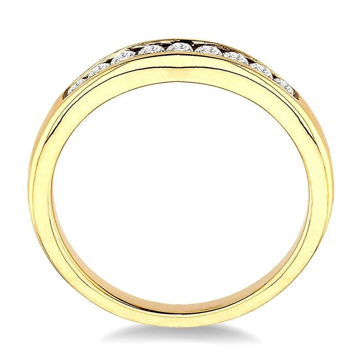 1/4 Ctw V Shape Round Cut Diamond Matching Wedding Band in 14K Yellow Gold