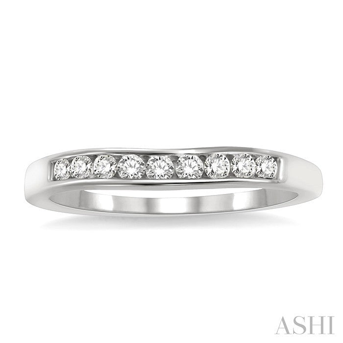 1/4 Ctw V Shape Round Cut Diamond Matching Wedding Band in 14K White Gold
