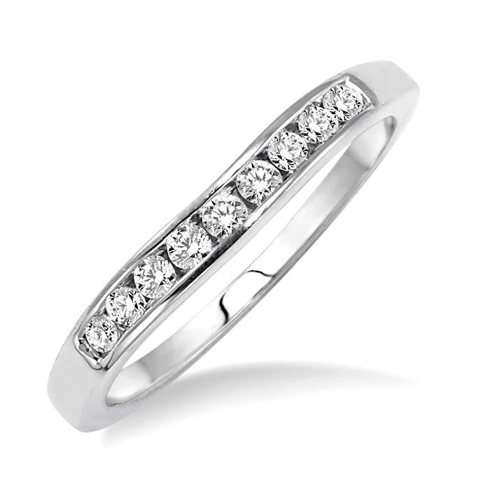 1/6 Ctw V Shape Round Cut Diamond Matching Wedding Band in 14K White Gold