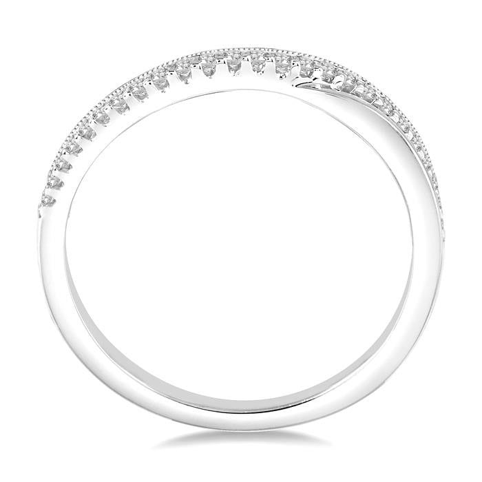 1/8 Ctw Criss Cross Shank Round Cut Diamond Wedding Band in 14K White Gold