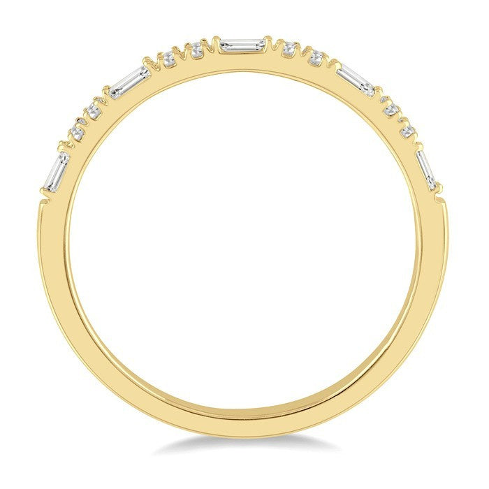 1/6 Ctw Baguette and Round Cut Diamond Stack Band in 14K Yellow Gold