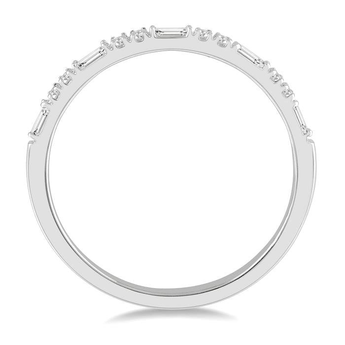 1/6 Ctw Baguette and Round Cut Diamond Stack Band in 14K White Gold