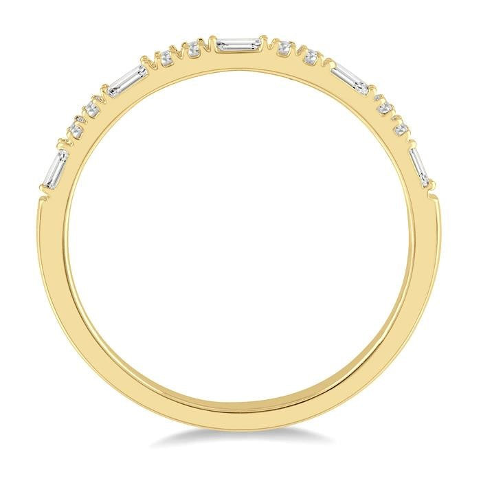 1/6 Ctw Baguette and Round Cut Diamond Stack Band in 14K Yellow Gold