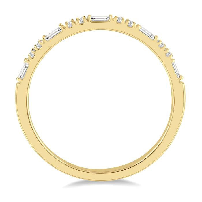 1/6 Ctw Baguette and Round Cut Diamond Stack Band in 14K Yellow Gold