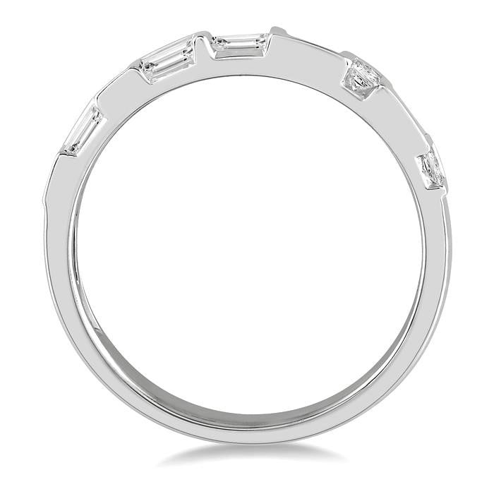 1/3 Ctw Zigzag Filled Baguette and Princess Cut Diamond Wedding Band in 14K White Gold