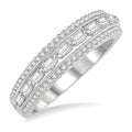 1/2 Ctw Art Deco Split Shank Baguette & Round Cut Diamond Wedding Band in 14K White Gold