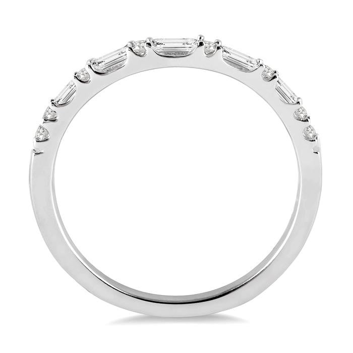 1/3 Ctw Baguette and Round Cut Diamond Wedding Band in 14K White Gold