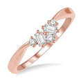 1/5 Ctw Chevron Baguette and Round Cut Diamond Band in 14K Rose Gold