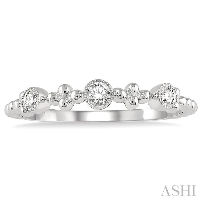1/5 Ctw Circular Mount Ball Link Round Cut Diamond Bead Bijoux Stackable Band in 14K White Gold