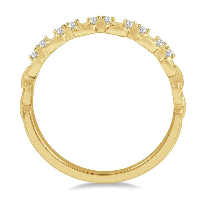 1/10 Ctw Box Chain Link Round Cut Diamond Stack Band in 14K Yellow Gold