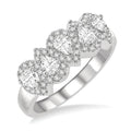 1 Ctw Pear Shape 5 Stone Pear & Round Cut Diamond Halo Wedding Band in 14K White Gold