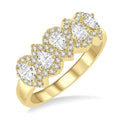 1 Ctw Pear Shape 5 Stone Pear & Round Cut Diamond Halo Wedding Band in 14K Yellow Gold