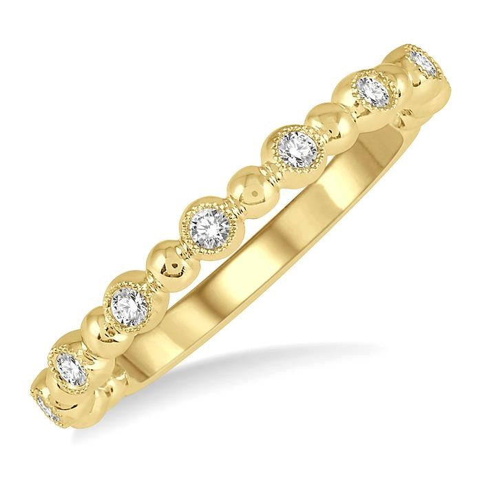 1/6 Ctw Ball Link Round Cut Diamond Bead Bijoux Stack Band in 14K Yellow Gold