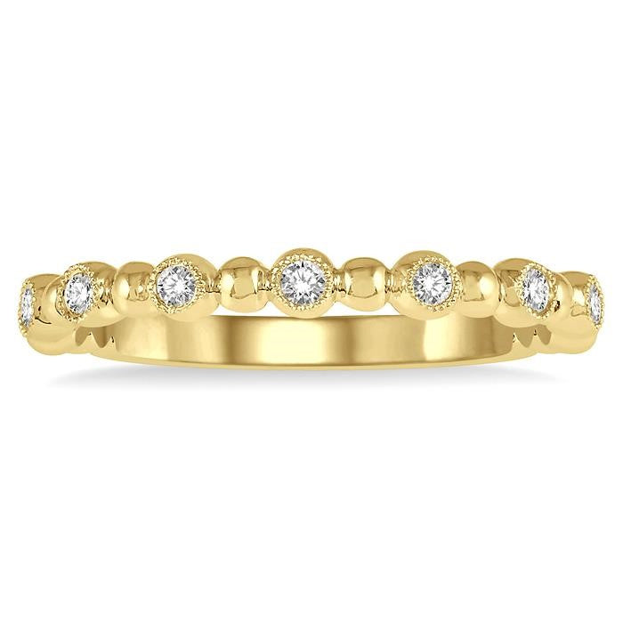 1/6 Ctw Ball Link Round Cut Diamond Bead Bijoux Stack Band in 14K Yellow Gold