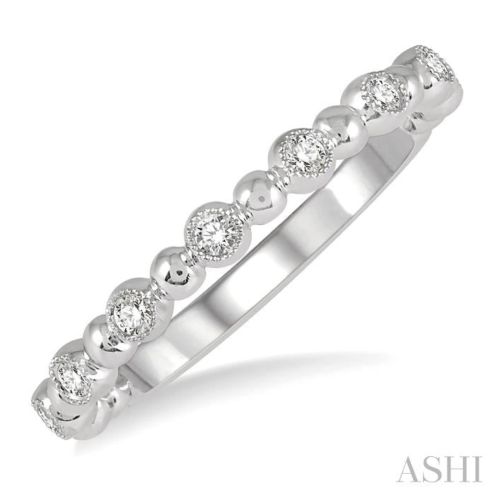 1/6 Ctw Ball Link Round Cut Diamond Bead Bijoux Stack Band in 14K White Gold