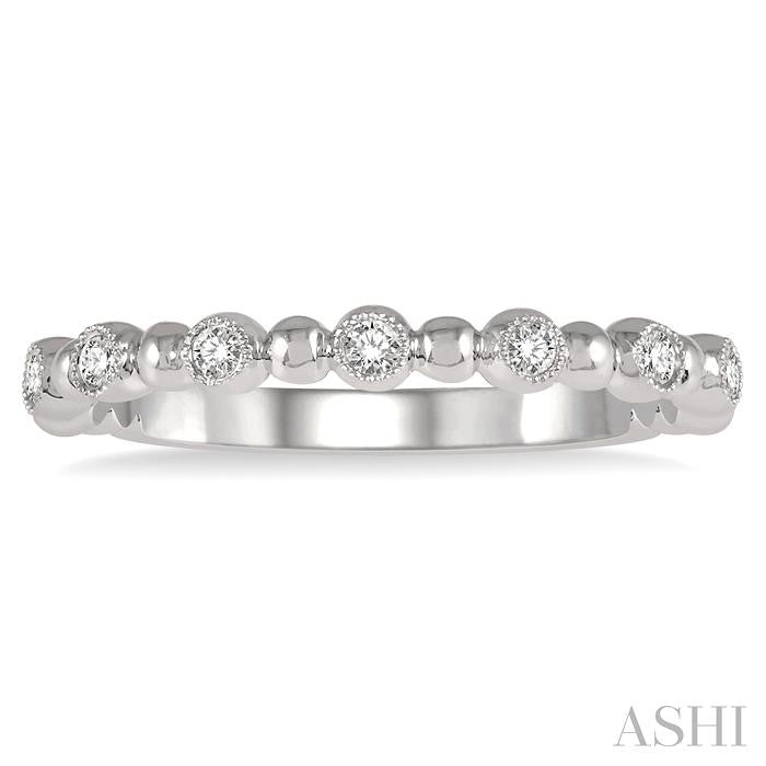 1/6 Ctw Ball Link Round Cut Diamond Bead Bijoux Stack Band in 14K White Gold