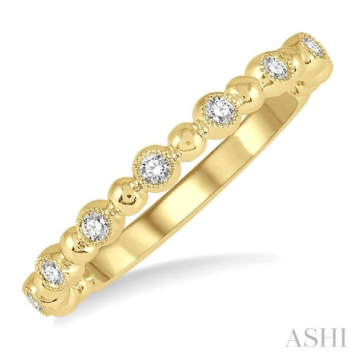 1/6 Ctw Ball Link Round Cut Diamond Bead Bijoux Stack Band in 14K Yellow Gold
