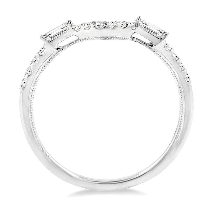 1/4 Ctw Round and Baguette Diamond Wedding Band in 14K White Gold
