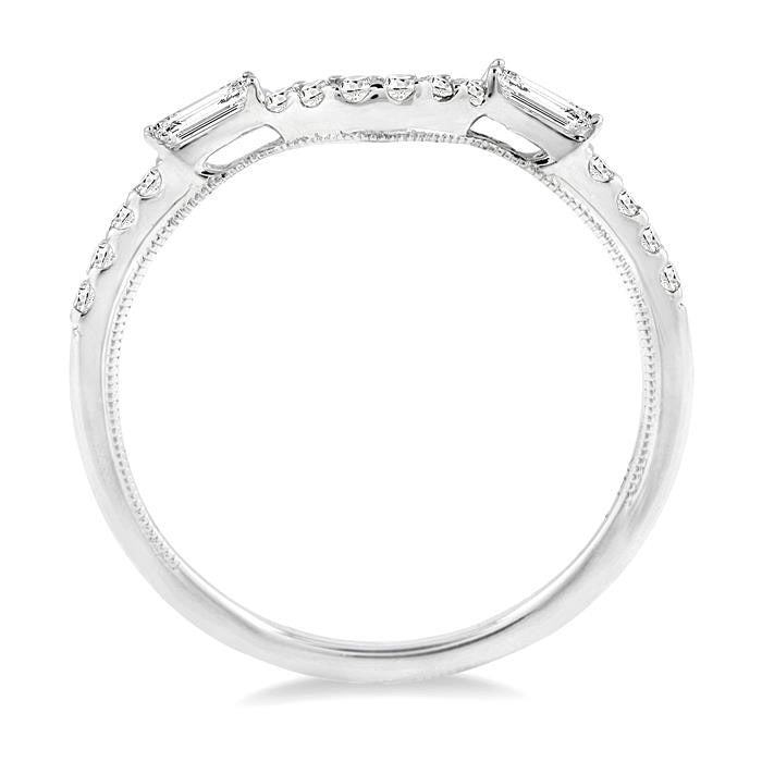 1/4 Ctw Round and Baguette Diamond Wedding Band in 14K White Gold